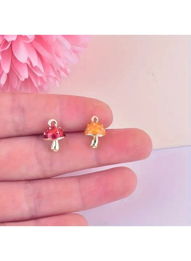 10pcs Mixed Color 3D Mushroom Charms Alloy Pendants For DIY Jewelry Making Crafts - Image 4